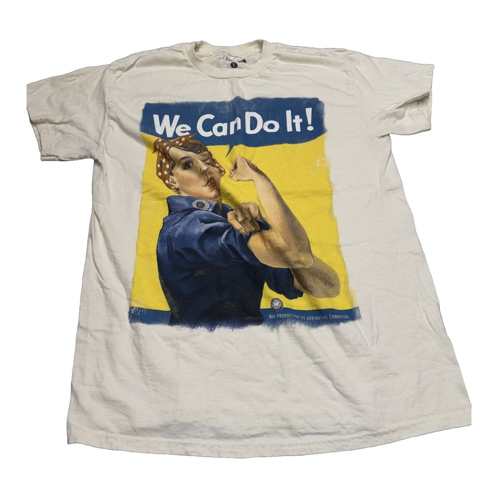 Rosie the Riveter We Can Do It Graphic Tee Size L Cream - Picture 2 of 7